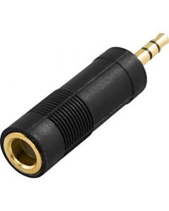 DELTACO AD-2, 3.5mm - 6.3mm kabeladapter/verloopstukje, zwart