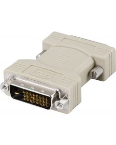 DELTACO DVI-10, DVI 24 pins adapter, DVI male naar DVI male, Grijs