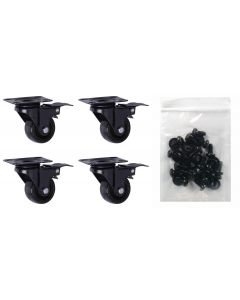Wiel set met rem voor alle 19 inch serverkasten (1 set = 4 stuks)