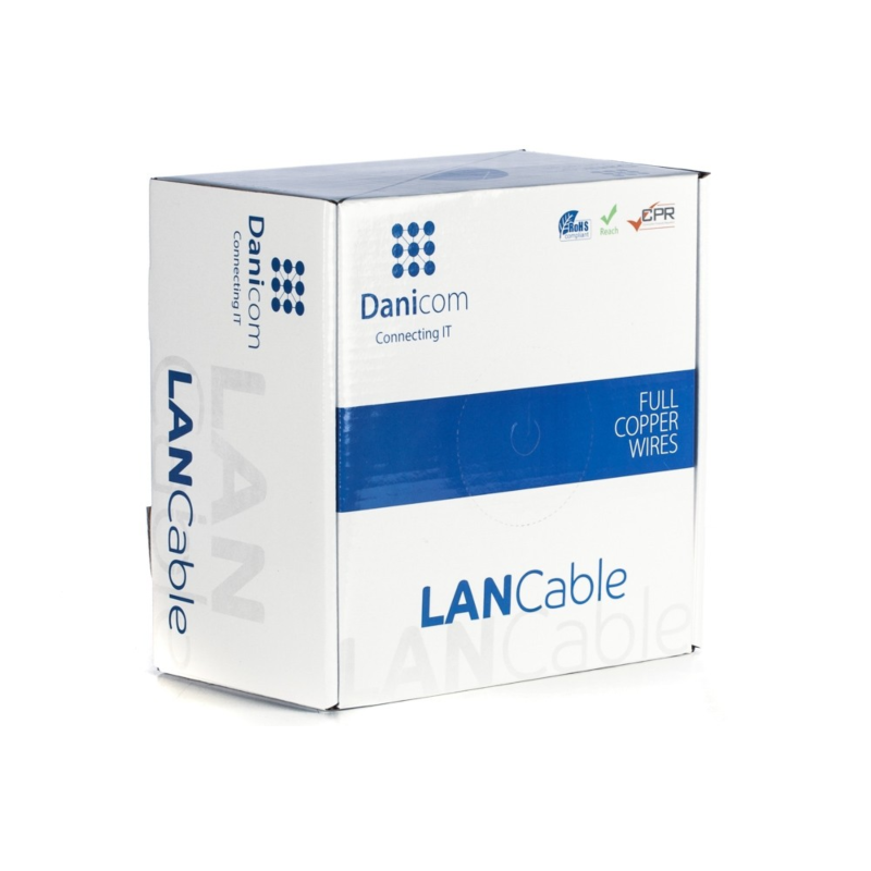 DANICOM CAT6A S/FTP 100m kabel op rol stug -  LSZH (Dca)
