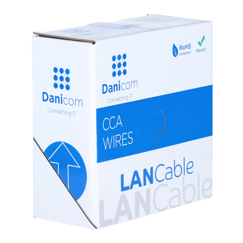 CAT6 SF/UTP 50m kabel op rol stug grijs CCA