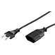 Stroom verlengkabel euro plug 3m zwart
