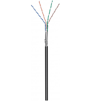 CAT6 SF/UTP 50m buitenkabel op rol soepel zwart CCA