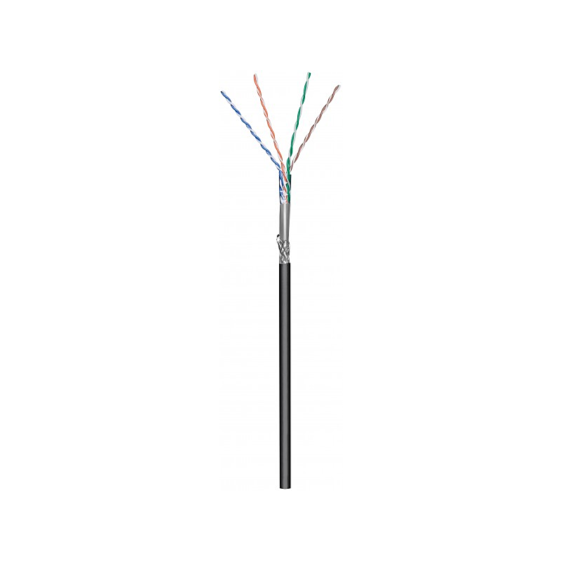 CAT6 SF/UTP 305m buitenkabel op rol stug zwart CCA