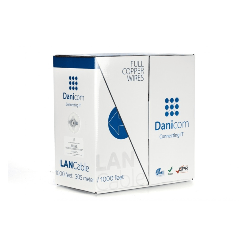 DANICOM CAT6 100% koper UTP 305m kabel op rol stug -  LSZH (Cca)