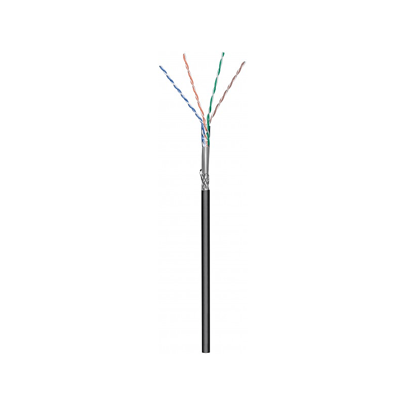 CAT6 SF/UTP 100m buitenkabel op rol soepel zwart CCA