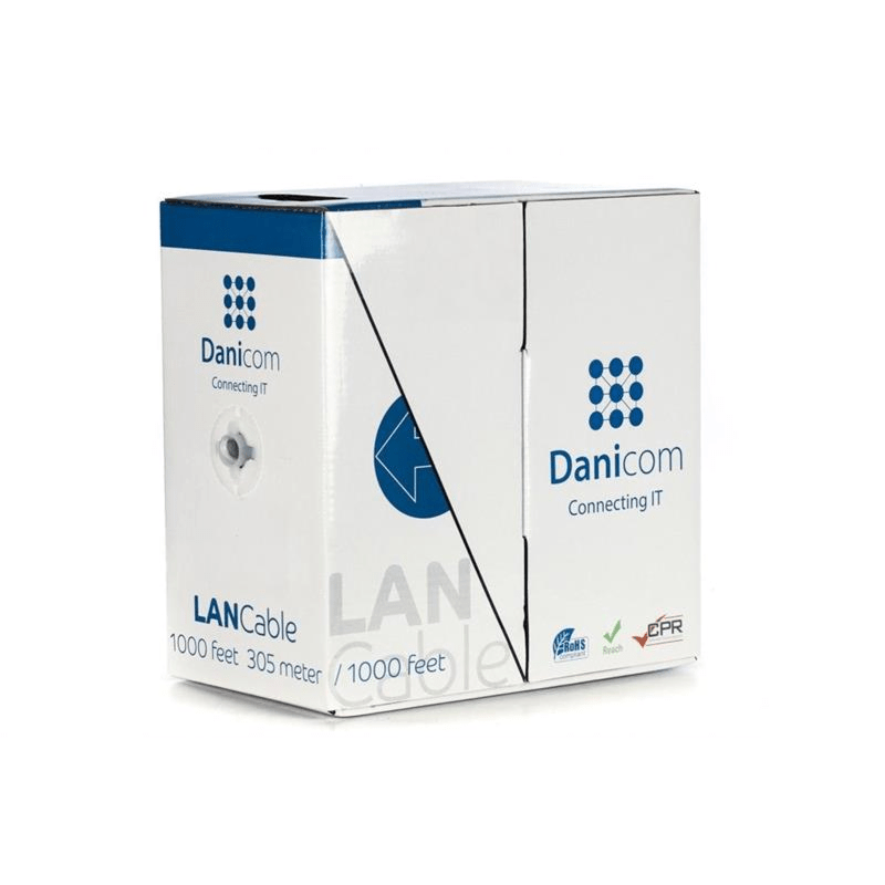 CAT5e U/UTP 305m kabel op rol soepel grijs CCA